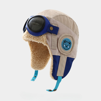 Pliš dječja zimska kapa s fleece podstavom, kupolasti oblik, zaštita za uši, Jacquard pletenje, zima 2025, uzrast 2–10 godina