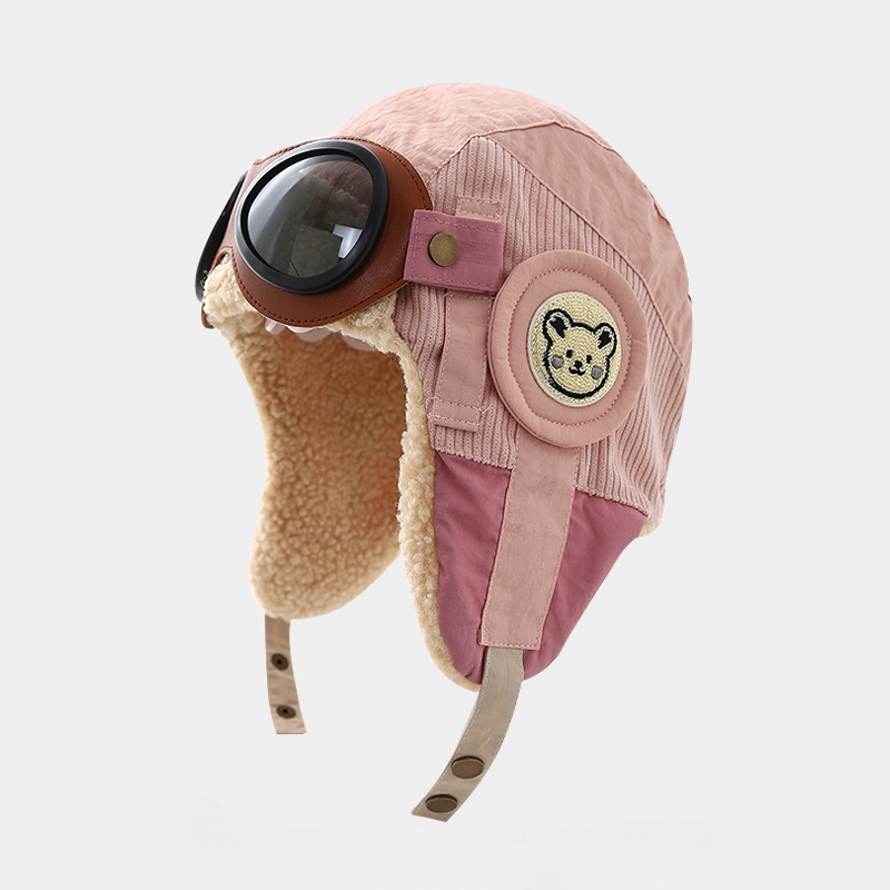 Pliš dječja zimska kapa s fleece podstavom, kupolasti oblik, zaštita za uši, Jacquard pletenje, zima 2025, uzrast 2–10 godina