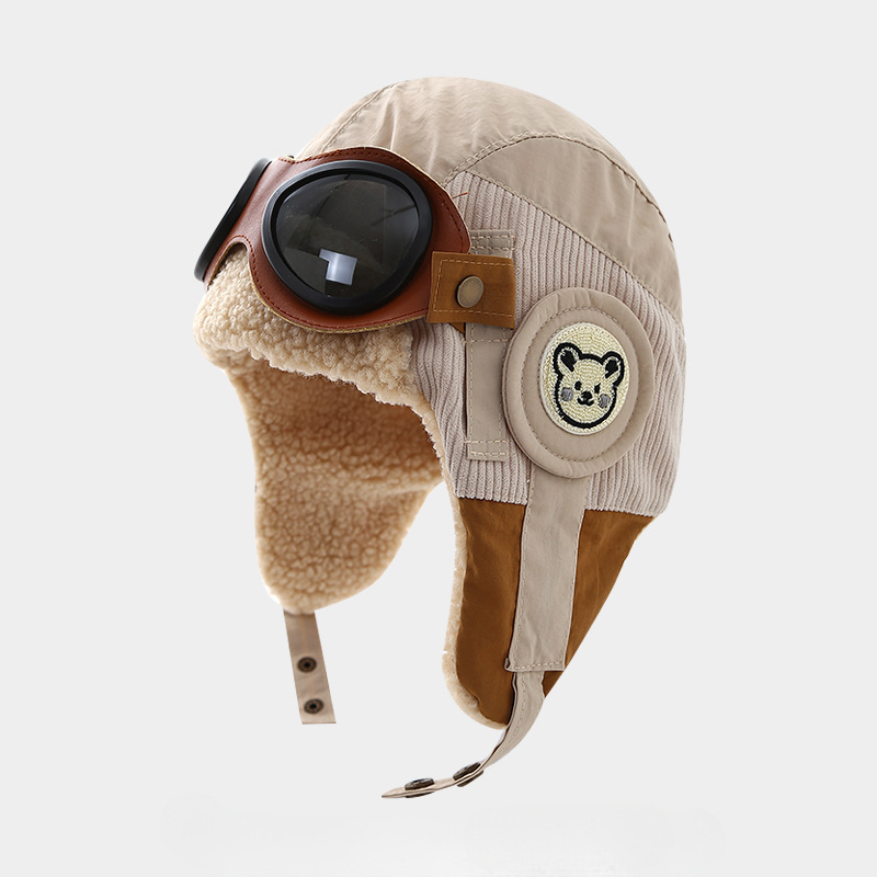 Pliš dječja zimska kapa s fleece podstavom, kupolasti oblik, zaštita za uši, Jacquard pletenje, zima 2025, uzrast 2–10 godina