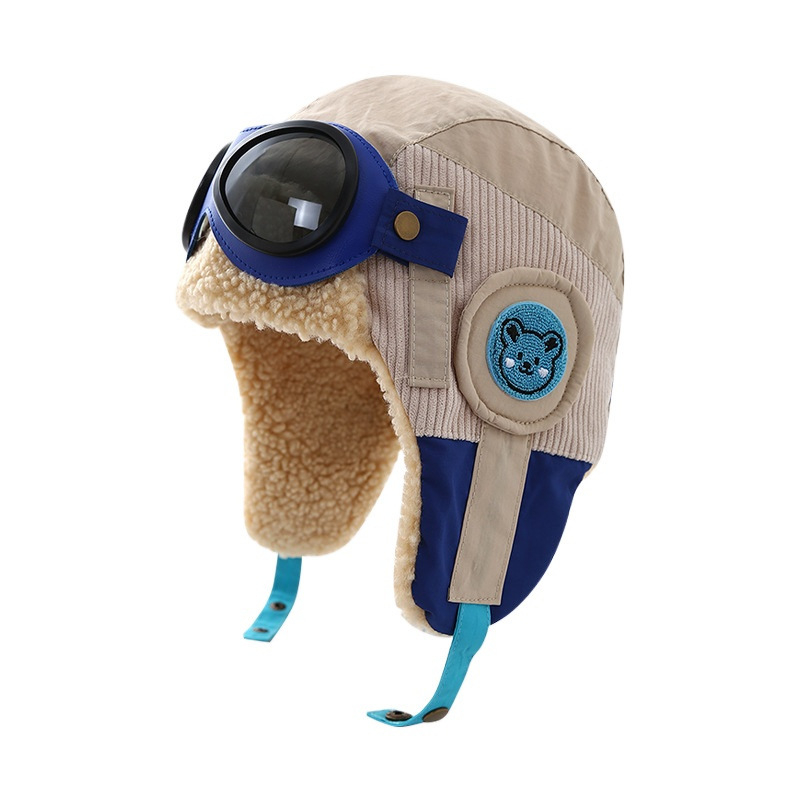 Pliš dječja zimska kapa s fleece podstavom, kupolasti oblik, zaštita za uši, Jacquard pletenje, zima 2025, uzrast 2–10 godina