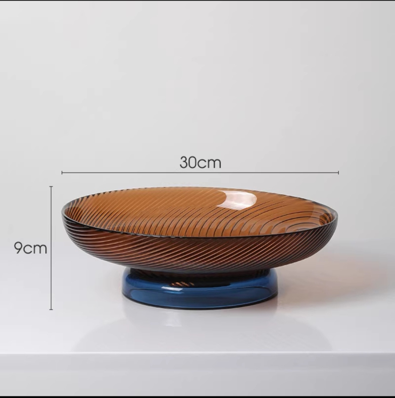 Стъклена чиния за плодове, модерен минималистичен стил, прост стил, първокласно качество.