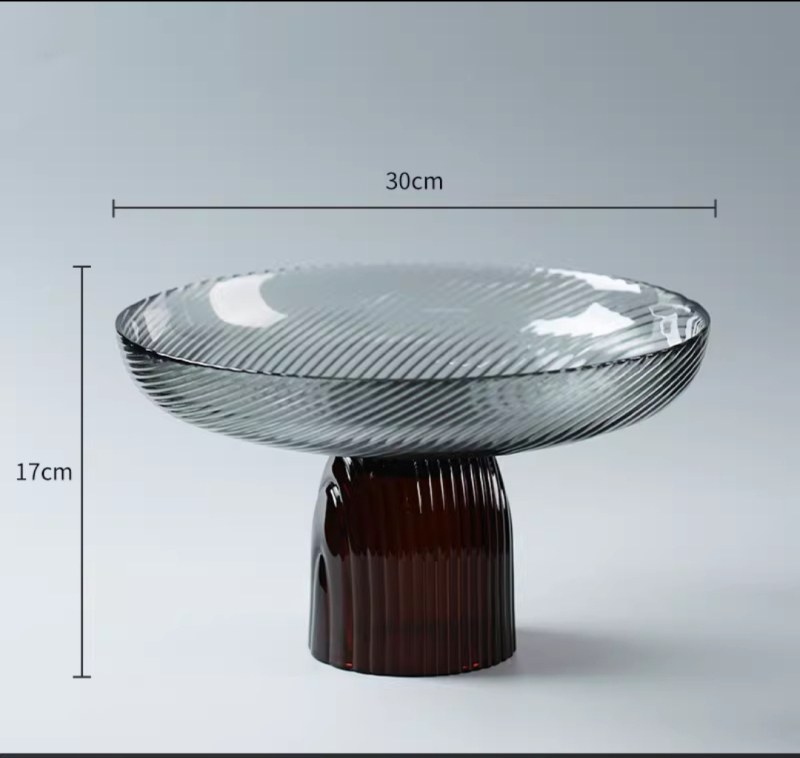 Стъклена чиния за плодове, модерен минималистичен стил, прост стил, първокласно качество.