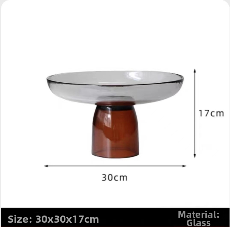 Стъклена чиния за плодове, модерен минималистичен стил, прост стил, първокласно качество.