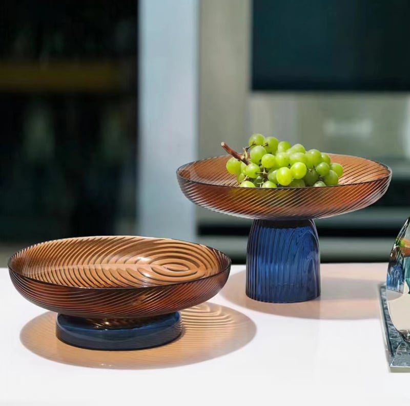 Стъклена чиния за плодове, модерен минималистичен стил, прост стил, първокласно качество.