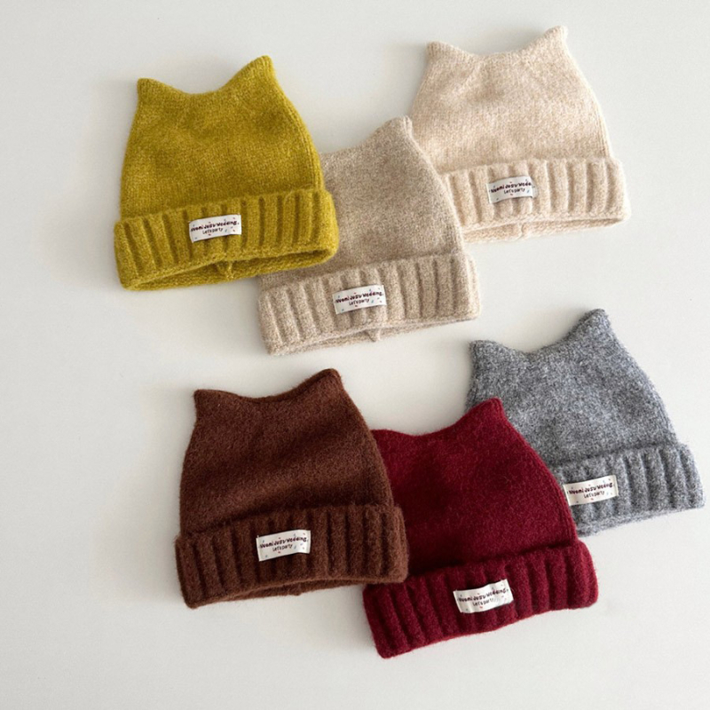 Dječja pletena kapa s mačjim ušima – topla i vjetrootporna, kupolasta kruna, Jacquard pletenina, za djecu od 2 do 6 godina, zima