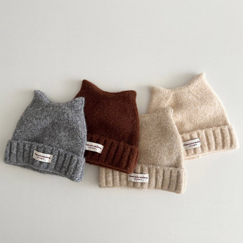 Dječja pletena kapa s mačjim ušima – topla i vjetrootporna, kupolasta kruna, Jacquard pletenina, za djecu od 2 do 6 godina, zima