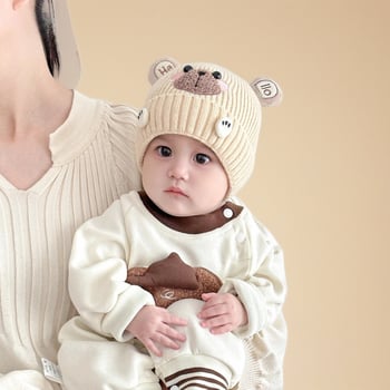 Zimska pletena kapa za bebu – topla i otporna na vjetar, akril, kupolast oblik, bez oboda