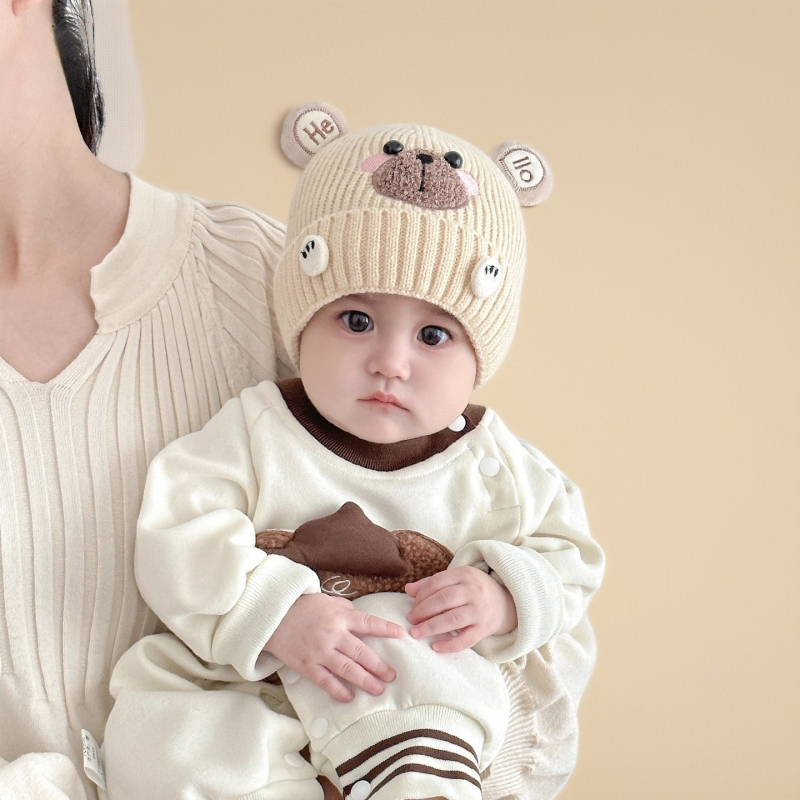 Zimska pletena kapa za bebu – topla i otporna na vjetar, akril, kupolast oblik, bez oboda