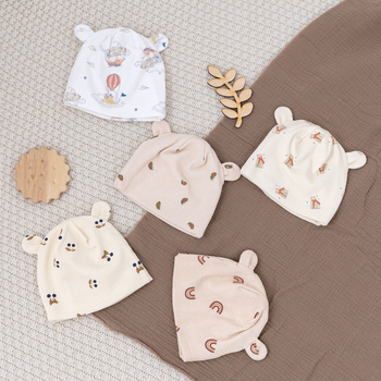 Dječja kapa, jesen-zima, za dob 0–6 mjeseci, pamuk, kupolasti oblik, bez oboda, topla i otporna na vjetar, stil crtani, slatka