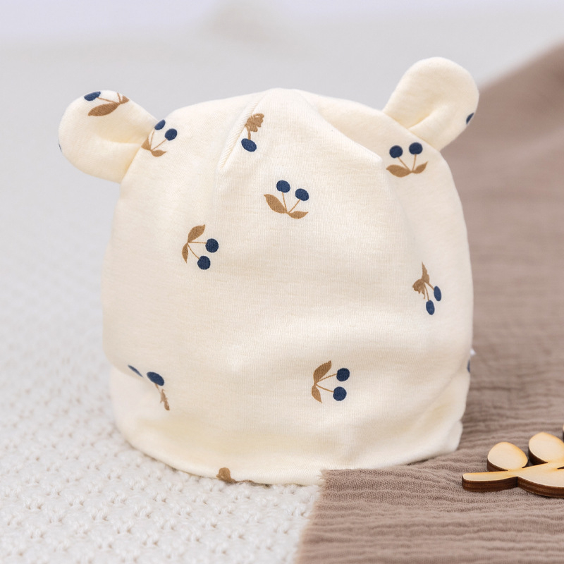 Dječja kapa, jesen-zima, za dob 0–6 mjeseci, pamuk, kupolasti oblik, bez oboda, topla i otporna na vjetar, stil crtani, slatka