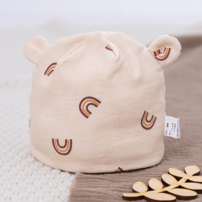 Dječja kapa, jesen-zima, za dob 0–6 mjeseci, pamuk, kupolasti oblik, bez oboda, topla i otporna na vjetar, stil crtani, slatka