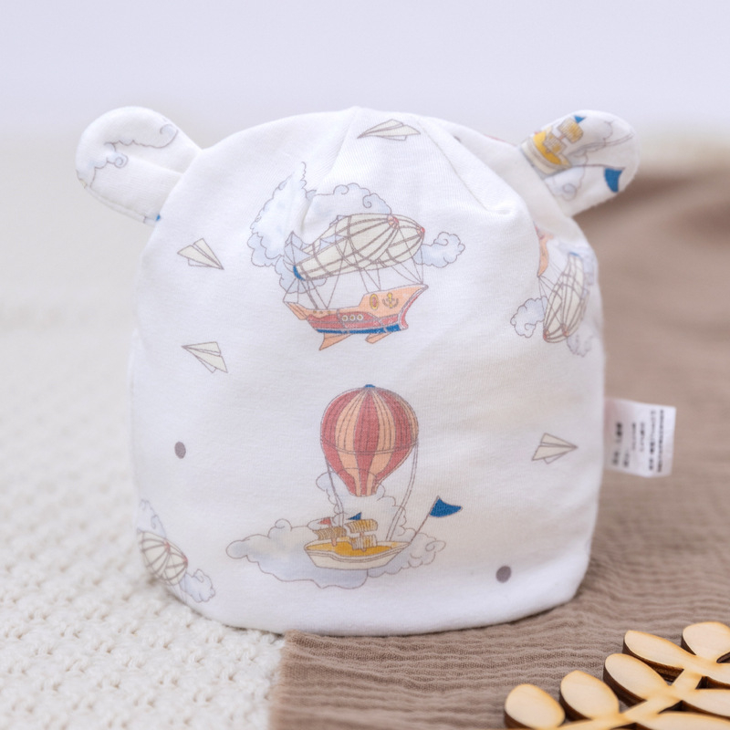 Dječja kapa, jesen-zima, za dob 0–6 mjeseci, pamuk, kupolasti oblik, bez oboda, topla i otporna na vjetar, stil crtani, slatka