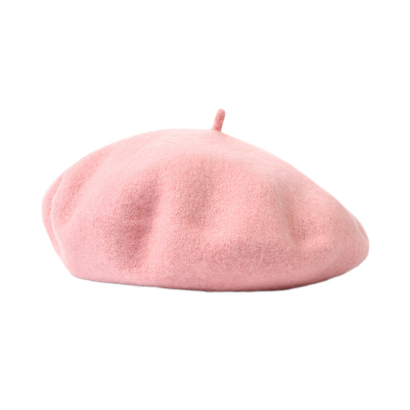 Gyerekeknek készült beret, gyapjúkeverék, kupola alakú, perem, téli