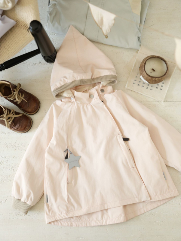 Bērnu jaka ar noņemamu kapuci, ar stāvošu apkakli, vēja un ūdensizturīgs audums, plāns audums, 100% poliesters, vienkrāsains, vecums 1–3 gadi, pavasaris