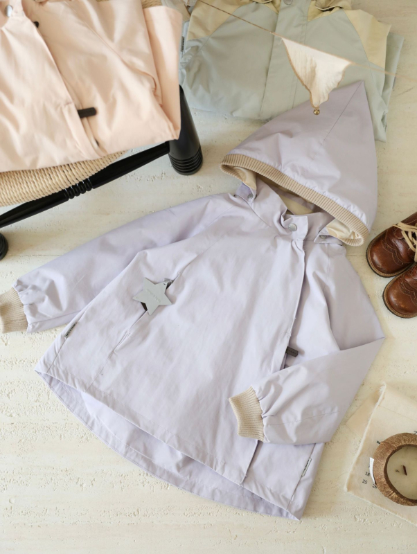 Bērnu jaka ar noņemamu kapuci, ar stāvošu apkakli, vēja un ūdensizturīgs audums, plāns audums, 100% poliesters, vienkrāsains, vecums 1–3 gadi, pavasaris