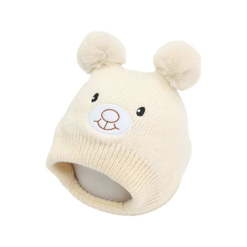 Kötött gyerek sapka szarvas plüss díszítéssel, téli meleg, kupola alakú, 2–10 éveseknek