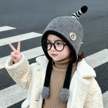 Dječja zimska topla kapa za uši, kupolasti stil s obodom, otporna na vjetar, zadržava toplinu, poliester, uzrast 6–12 mjeseci i 1–2 godine