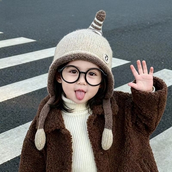 Dječja zimska topla kapa za uši, kupolasti stil s obodom, otporna na vjetar, zadržava toplinu, poliester, uzrast 6–12 mjeseci i 1–2 godine