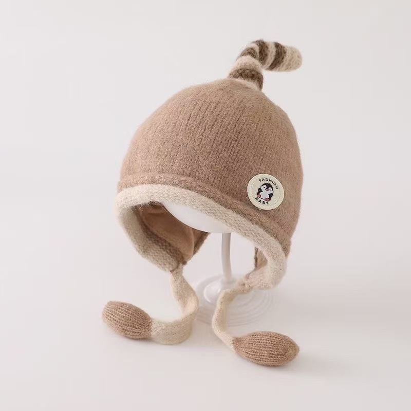 Dječja zimska topla kapa za uši, kupolasti stil s obodom, otporna na vjetar, zadržava toplinu, poliester, uzrast 6–12 mjeseci i 1–2 godine