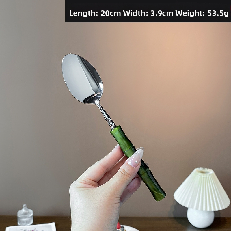 Σετ μαχαιροπίρουνων με ακρυλική λαβή από ανοξείδωτο χάλυβα 304, με μπαμπού σύνδεσμο, φινίρισμα καθρέφτη