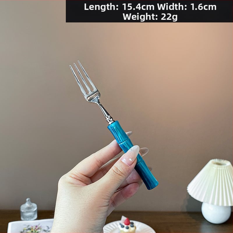 Σετ μαχαιροπίρουνων με ακρυλική λαβή από ανοξείδωτο χάλυβα 304, με μπαμπού σύνδεσμο, φινίρισμα καθρέφτη