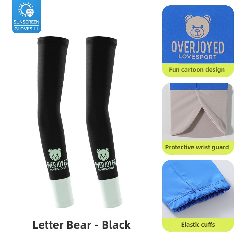 Bērnu UV aizsargrokas - Cartoon lācis, universāls, neilons Ice Silk, vecums 8–13, vasara pavasaris