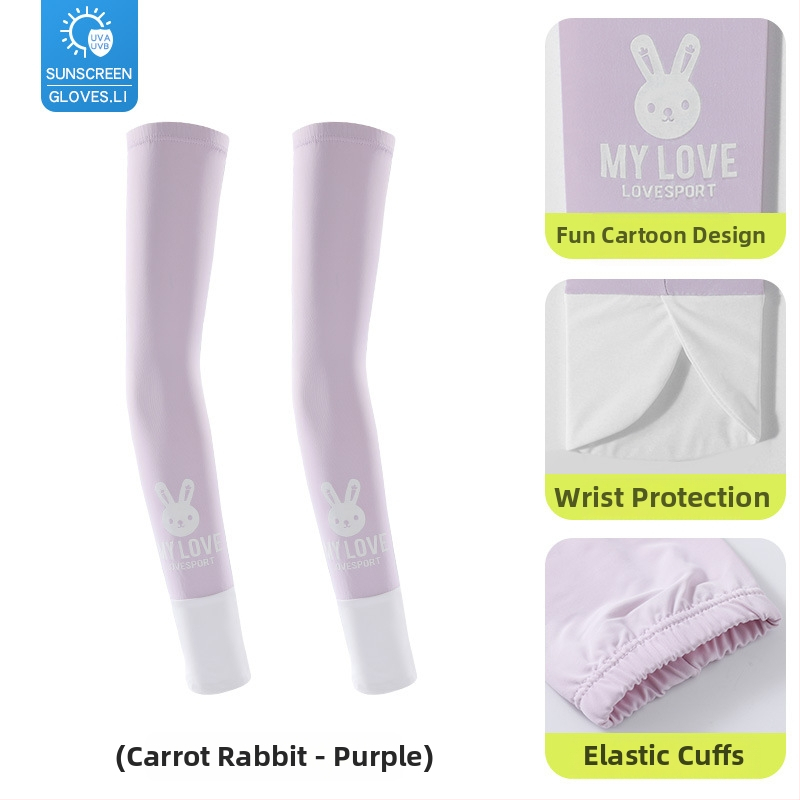 Bērnu UV aizsargrokas - Cartoon lācis, universāls, neilons Ice Silk, vecums 8–13, vasara pavasaris