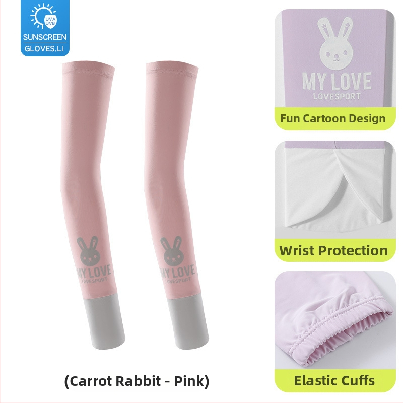 Bērnu UV aizsargrokas - Cartoon lācis, universāls, neilons Ice Silk, vecums 8–13, vasara pavasaris