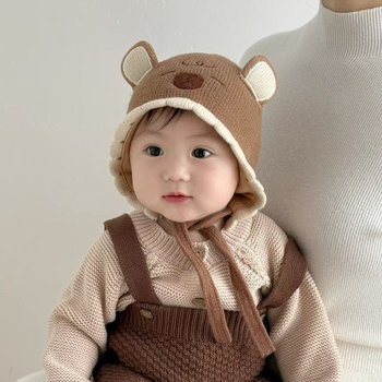 Beebide talvemüts kõrvakaitsega, tuulekindel, kootud puuvill, sobiv 6–12 kuu vanusele