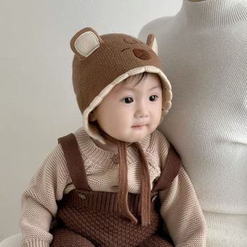 Beebide talvemüts kõrvakaitsega, tuulekindel, kootud puuvill, sobiv 6–12 kuu vanusele