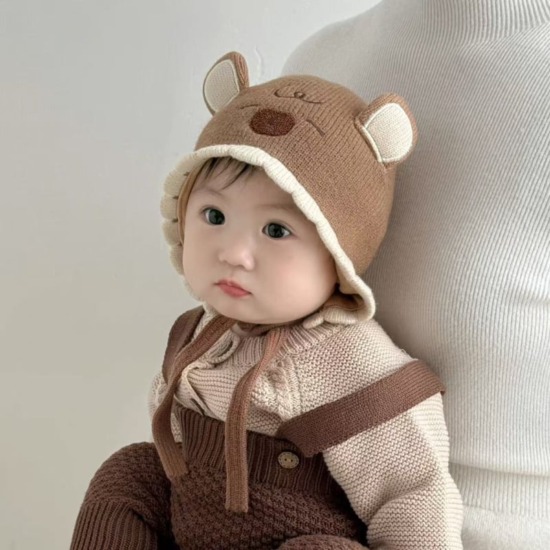 Beebide talvemüts kõrvakaitsega, tuulekindel, kootud puuvill, sobiv 6–12 kuu vanusele