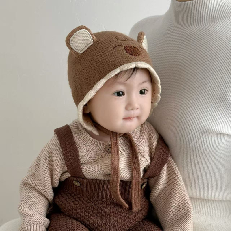 Beebide talvemüts kõrvakaitsega, tuulekindel, kootud puuvill, sobiv 6–12 kuu vanusele