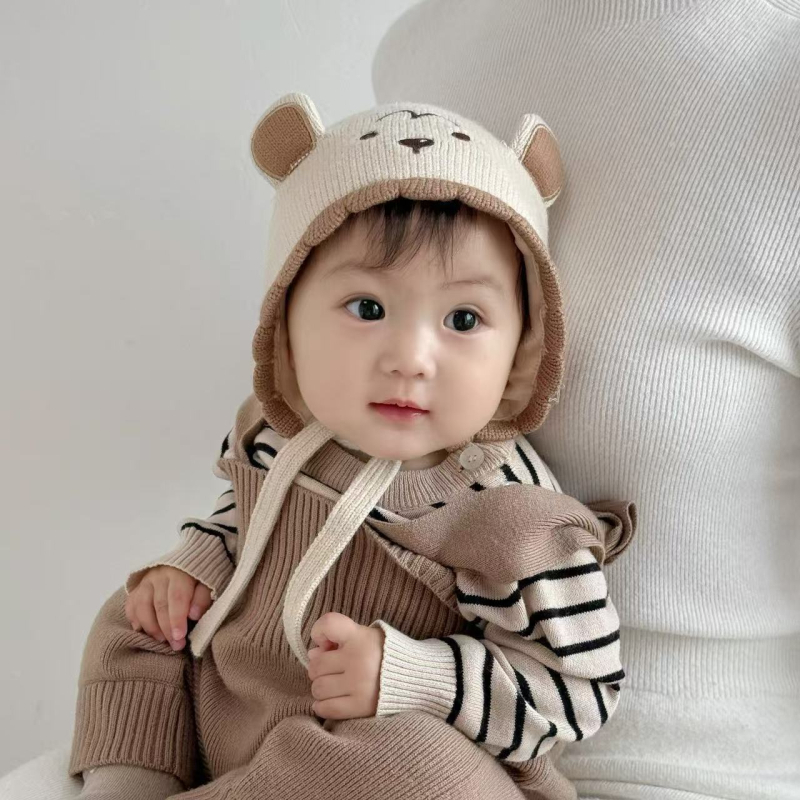 Beebide talvemüts kõrvakaitsega, tuulekindel, kootud puuvill, sobiv 6–12 kuu vanusele