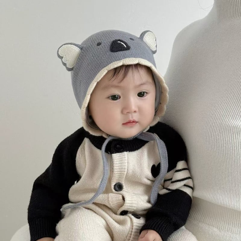 Beebide talvemüts kõrvakaitsega, tuulekindel, kootud puuvill, sobiv 6–12 kuu vanusele