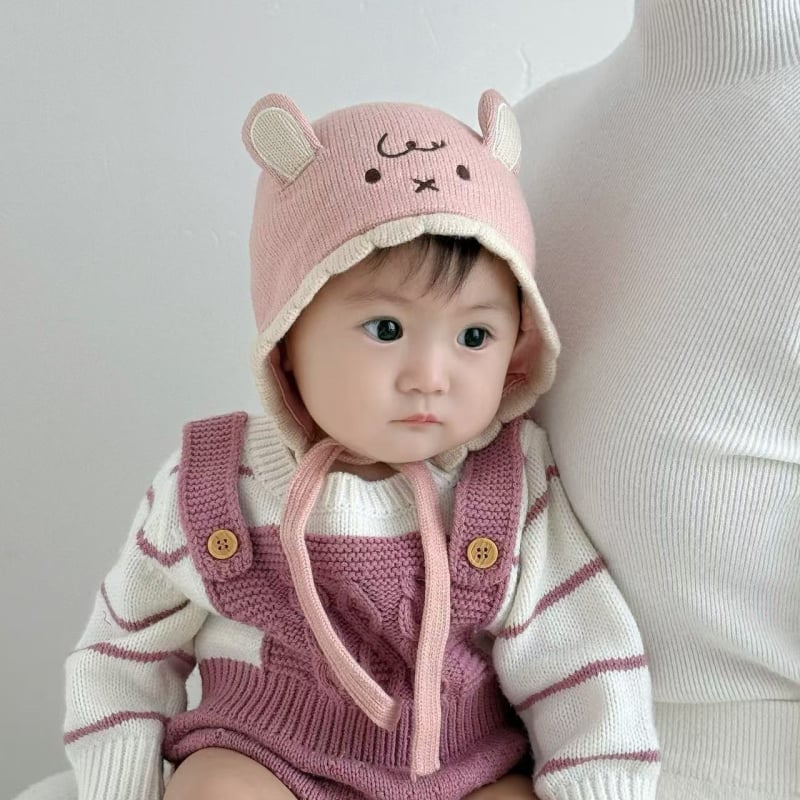 Beebide talvemüts kõrvakaitsega, tuulekindel, kootud puuvill, sobiv 6–12 kuu vanusele