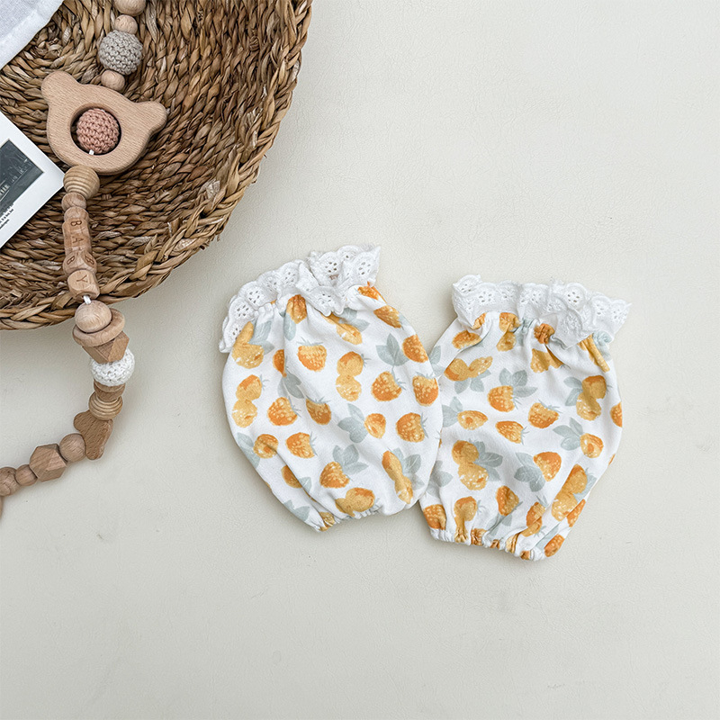 Bērnu kokvilnas mežģīņu piedurknes – pret netīrumiem, ziedu raksts, ziemas–pavasara–rudens sezonai, meitenēm no 0 līdz 13 gadiem.