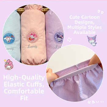 Cartoon Kuromi bērnu anti-traipu piedurknēm — izšūta auduma, unisex, vecums 3–13 gadi, piemērots ziemai, pavasarim un rudenim