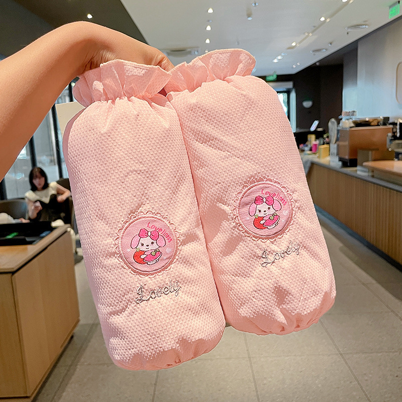 Cartoon Kuromi bērnu anti-traipu piedurknēm — izšūta auduma, unisex, vecums 3–13 gadi, piemērots ziemai, pavasarim un rudenim