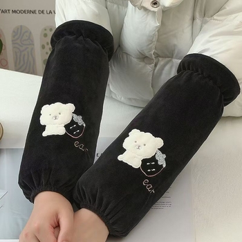 Μανσέτες από βελούδο κορεατικού στυλ για γυναίκες, μακριές, φθινοπωρινές/χειμερινές, αντιβρωμιά, σχέδιο με κινούμενα σχέδια, πολυεστέρας-βαμβάκι