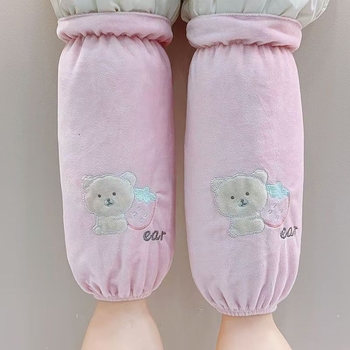 Μανσέτες από βελούδο κορεατικού στυλ για γυναίκες, μακριές, φθινοπωρινές/χειμερινές, αντιβρωμιά, σχέδιο με κινούμενα σχέδια, πολυεστέρας-βαμβάκι