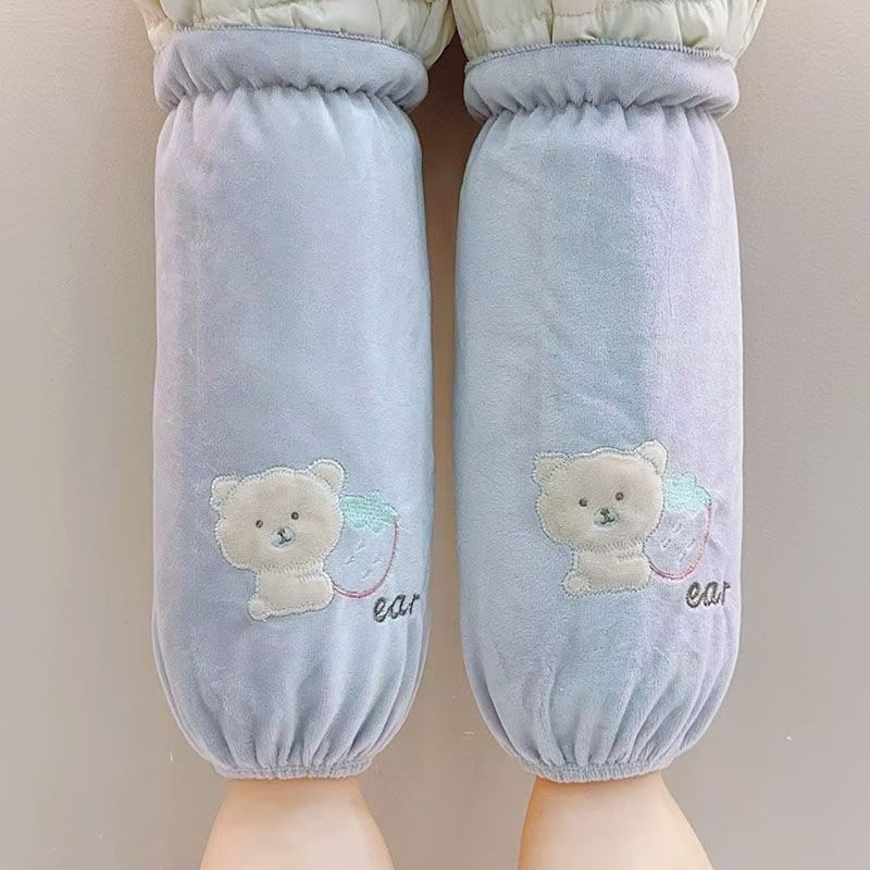 Μανσέτες από βελούδο κορεατικού στυλ για γυναίκες, μακριές, φθινοπωρινές/χειμερινές, αντιβρωμιά, σχέδιο με κινούμενα σχέδια, πολυεστέρας-βαμβάκι