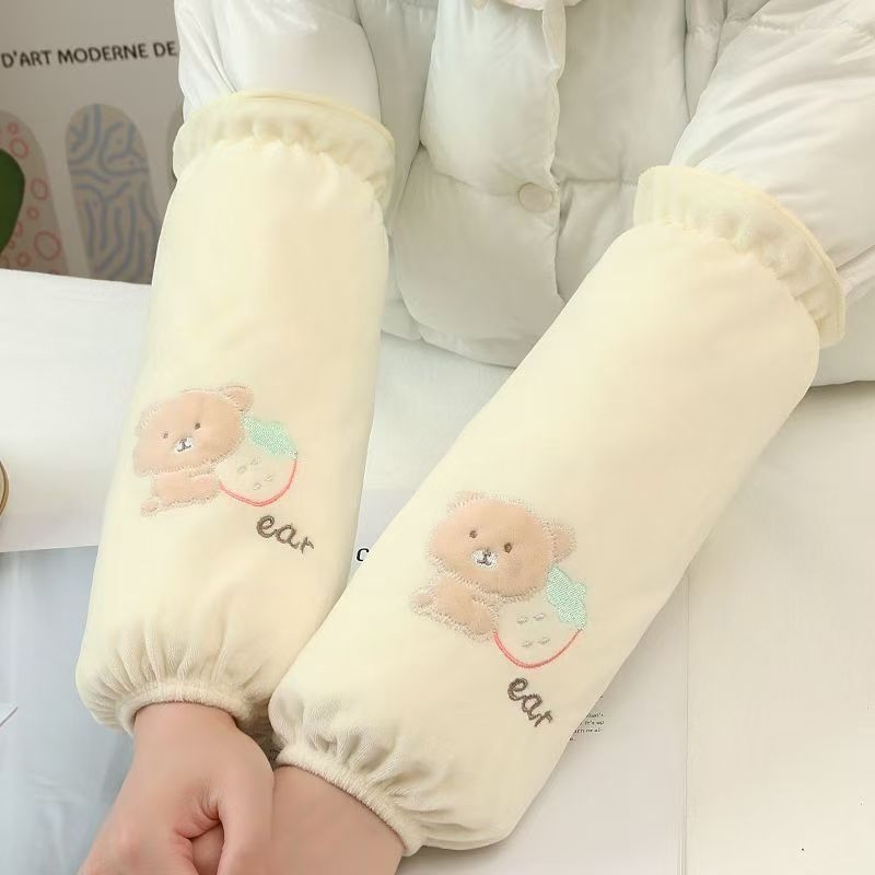 Μανσέτες από βελούδο κορεατικού στυλ για γυναίκες, μακριές, φθινοπωρινές/χειμερινές, αντιβρωμιά, σχέδιο με κινούμενα σχέδια, πολυεστέρας-βαμβάκι