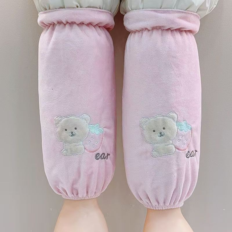 Μανσέτες από βελούδο κορεατικού στυλ για γυναίκες, μακριές, φθινοπωρινές/χειμερινές, αντιβρωμιά, σχέδιο με κινούμενα σχέδια, πολυεστέρας-βαμβάκι