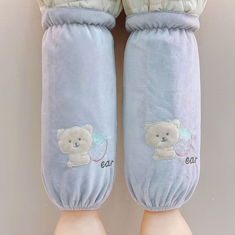 Μανσέτες από βελούδο κορεατικού στυλ για γυναίκες, μακριές, φθινοπωρινές/χειμερινές, αντιβρωμιά, σχέδιο με κινούμενα σχέδια, πολυεστέρας-βαμβάκι