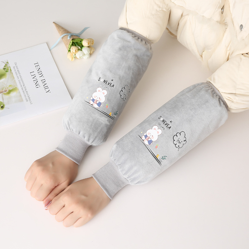 Dječje plišane rukave za pisanje s prints zeca, najlon, zaštita od prljavštine, zima i proljeće, unisex