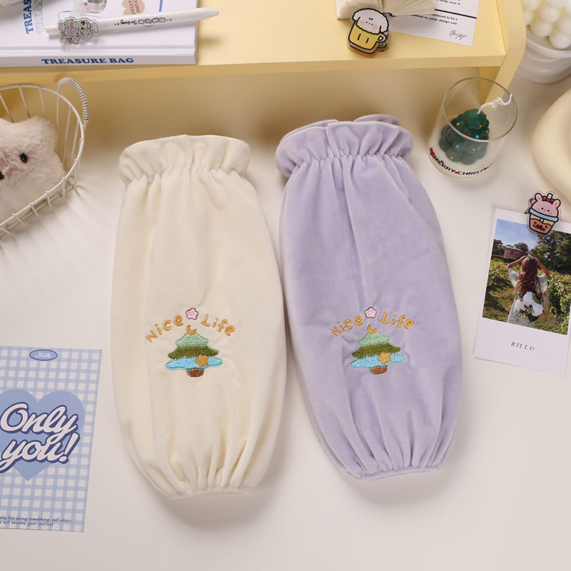 Muye Fei Κορεατικού στυλ βελούδινα καλύμματα μανικιών, αντι-βρωμιάς, με μοτίβο Χριστουγεννιάτικο δέντρο