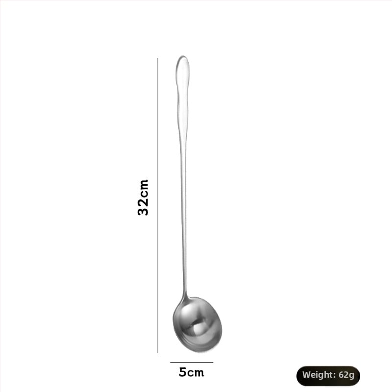 Κουτάλι από ανοξείδωτο ατσάλι με μακριά λαβή, μοντέρνος και απλός σχεδιασμός, μονόχρωμη επιφάνεια, φινίρισμα καθρέπτης — Yi Kitchen