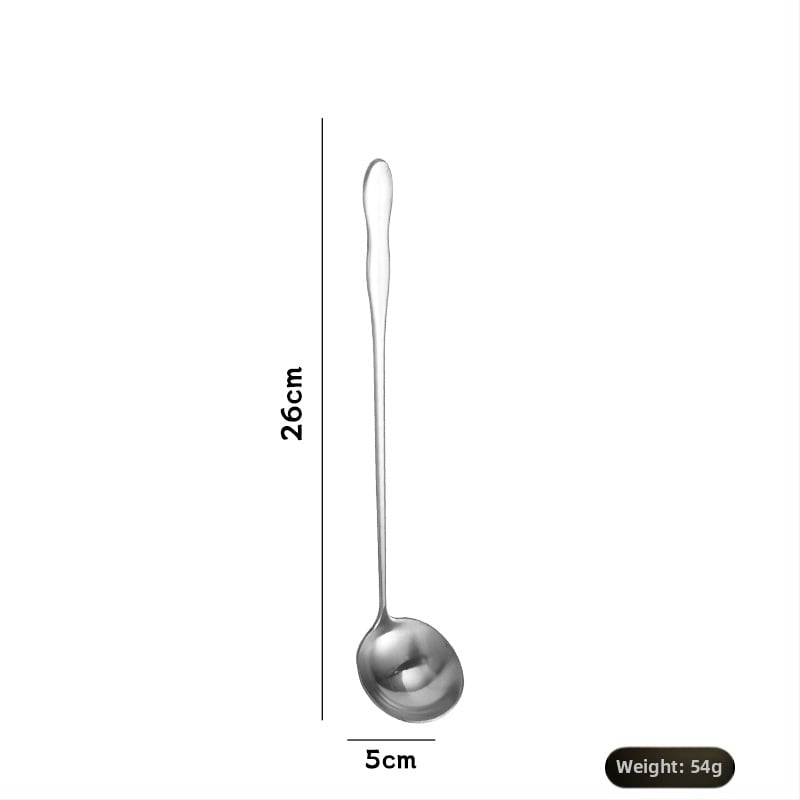 Κουτάλι από ανοξείδωτο ατσάλι με μακριά λαβή, μοντέρνος και απλός σχεδιασμός, μονόχρωμη επιφάνεια, φινίρισμα καθρέπτης — Yi Kitchen