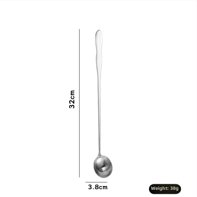 Κουτάλι από ανοξείδωτο ατσάλι με μακριά λαβή, μοντέρνος και απλός σχεδιασμός, μονόχρωμη επιφάνεια, φινίρισμα καθρέπτης — Yi Kitchen