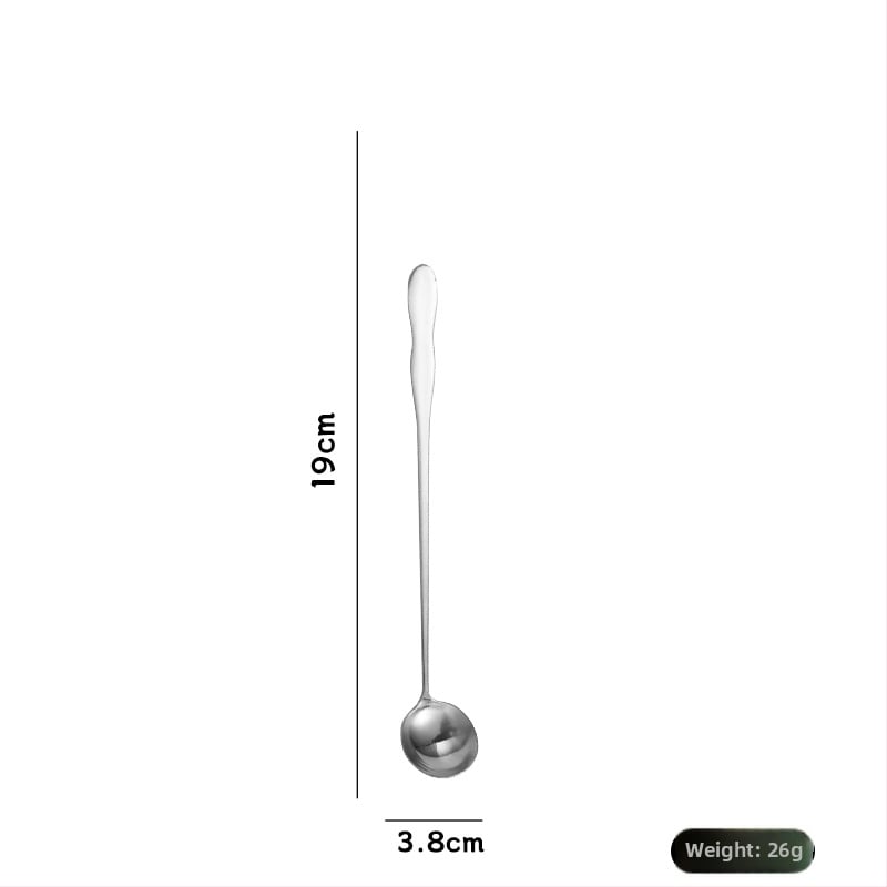 Κουτάλι από ανοξείδωτο ατσάλι με μακριά λαβή, μοντέρνος και απλός σχεδιασμός, μονόχρωμη επιφάνεια, φινίρισμα καθρέπτης — Yi Kitchen